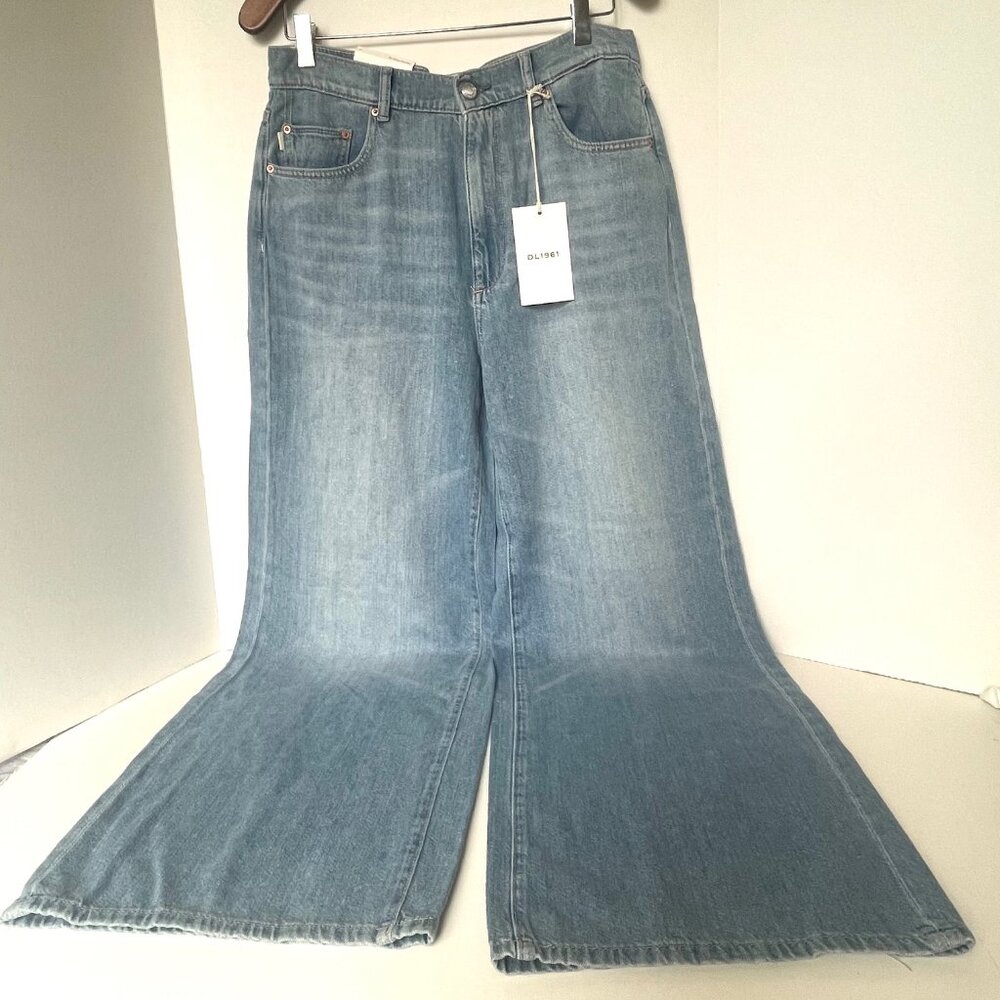 DL1961 Hepburn Wide Leg High Rise Jeans Womens 29 River Bank Lightweight - Picture 3 of 11